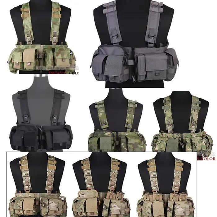 Harnais de poitrine tactique avant divisé avec porte chargeurs et pochettes pour pistolet modèle UW Gen V pour homme toutes saisons nylon modulaire adaptable activités plein air chasse airsoft