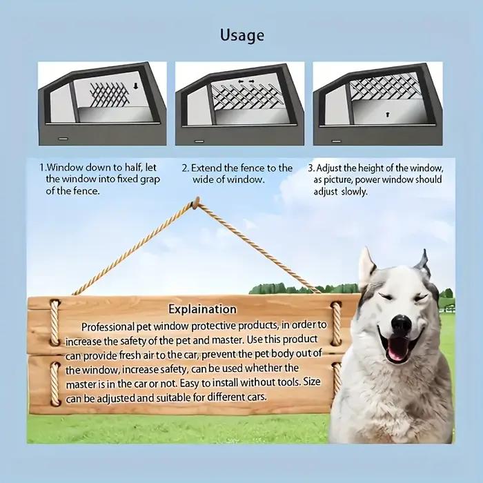 Grille de protection pour animaux de compagnie fenêtre de voiture ventilation chien chiot sécurité voyage protection de fenêtre pour voitures camions SUV