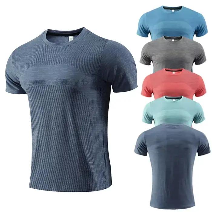 T-shirt de sport multicolore à manches courtes pour homme, maillot de gym, chemise de fitness, t-shi