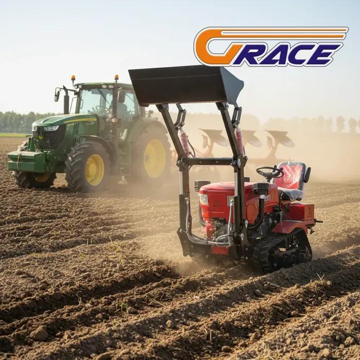 Tracteur à chenilles agricole multifonctionnel, cultivateur sur chenilles, motoculteur diesel, équipement de labour