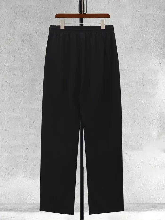 Pantalon décontracté pour homme, coupe droite, noir et blanc, avec cordon de serrage, style cargo, p