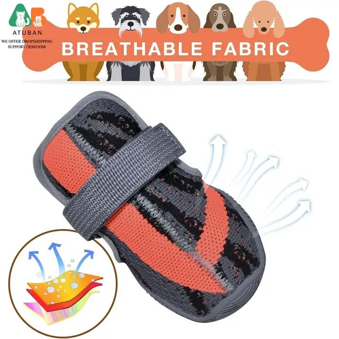Chaussures pour chien, bottes respirantes en maille pour la marche, la course et la randonnée, semelle en caoutchouc robuste antidérapante, sangles réglables