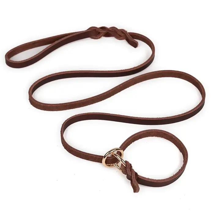 Laisse de dressage pour chien en cuir véritable