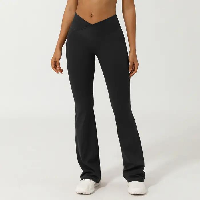 Pantalon évasé de Fitness croisé en V