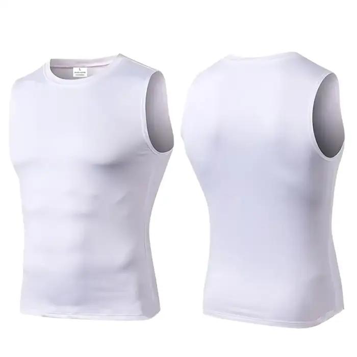 Hommes séchage rapide course T-Shirts Compression gilet sans manches