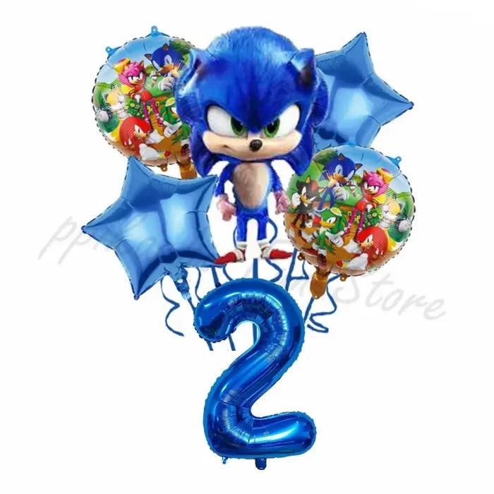 Ensemble de ballons combinés numériques sur le thème du sonique bleu, décoration d'anniversaire, cad