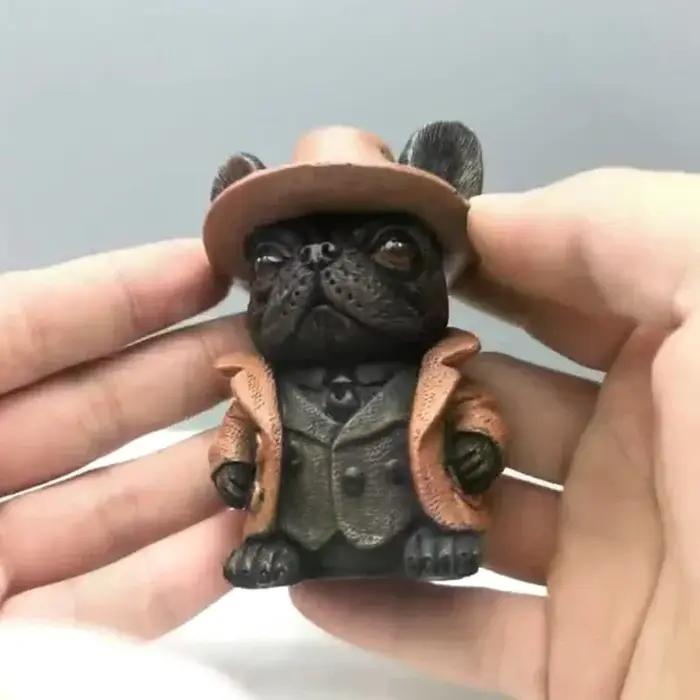 Statue de bouledogue français artisanale en résine pour décoration intérieure et extérieure occasions spéciales cadeau pour amoureux des chiens jardin patio cour