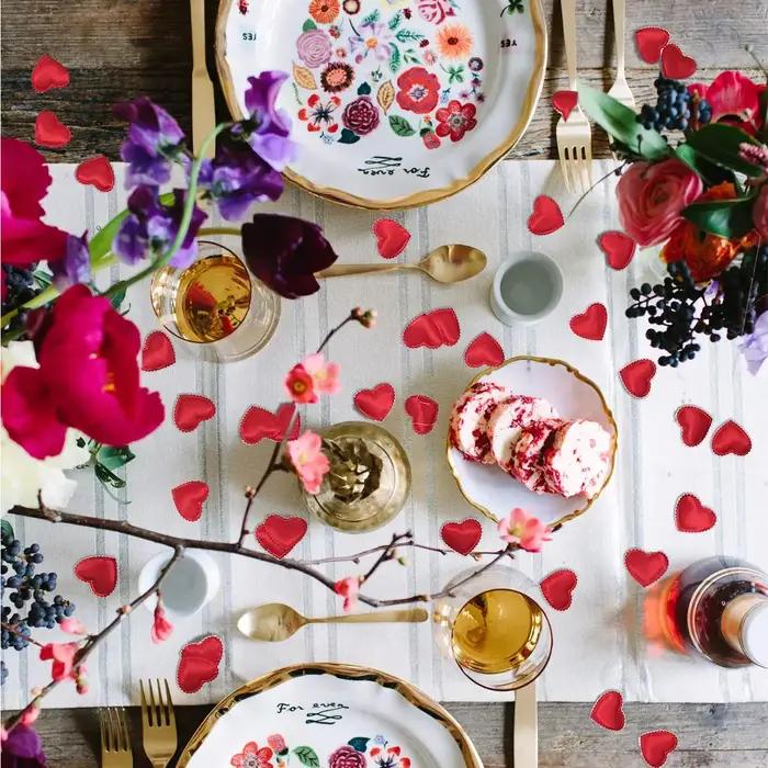 Pétales de lancer en tissu rembourré romantique pour mariage fiançailles fête des mères pères anniversaire saint valentin noël occaions spéciales 200 pièces cœur olive saphir profond jaune fluo