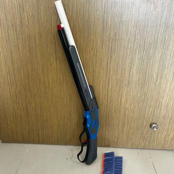 Pistolet jouet M1887 Winchester à balles souples - Lanceur en plastique à éjection manuelle des cartouches pour enfants et adultes