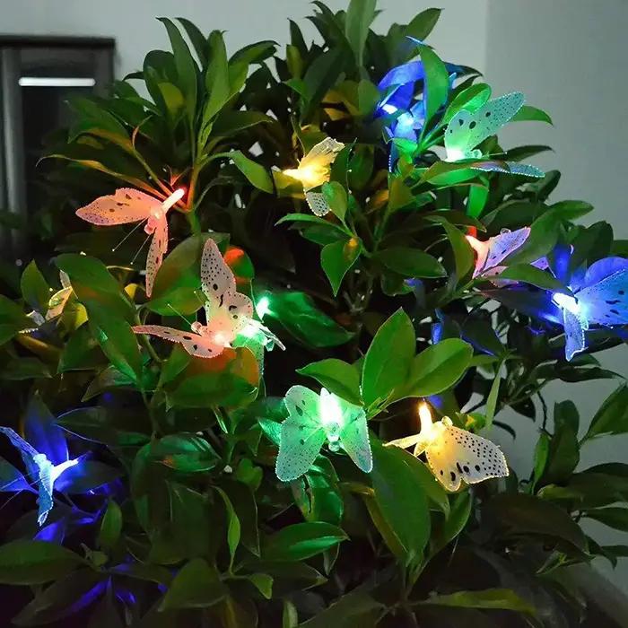 Guirlande lumineuse solaire à 12 Led en Fiber optique de 11,9 pieds, imperméable, luminaire décorati