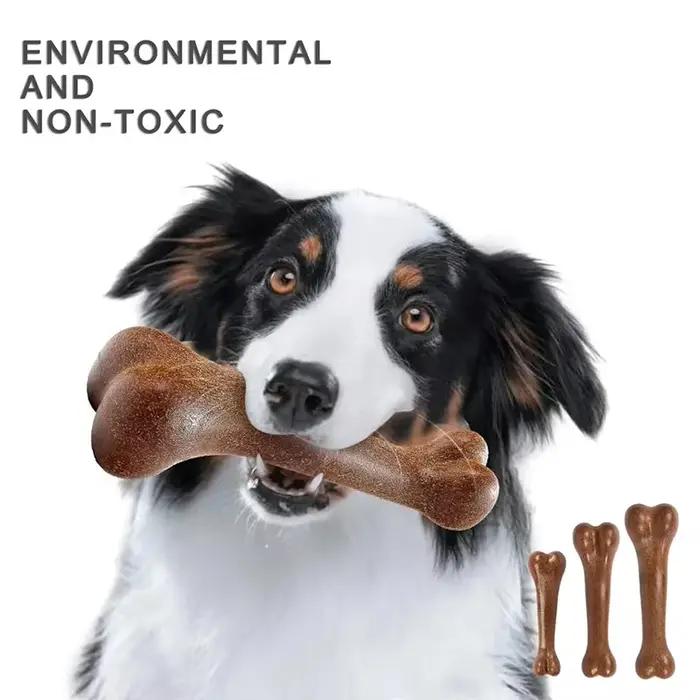 Jouet à mâcher en forme d'os pour chiens saveur bacon de bœuf occasionnels de jeu et soins bucco-dentaires pour chiens agressifs et actifs
