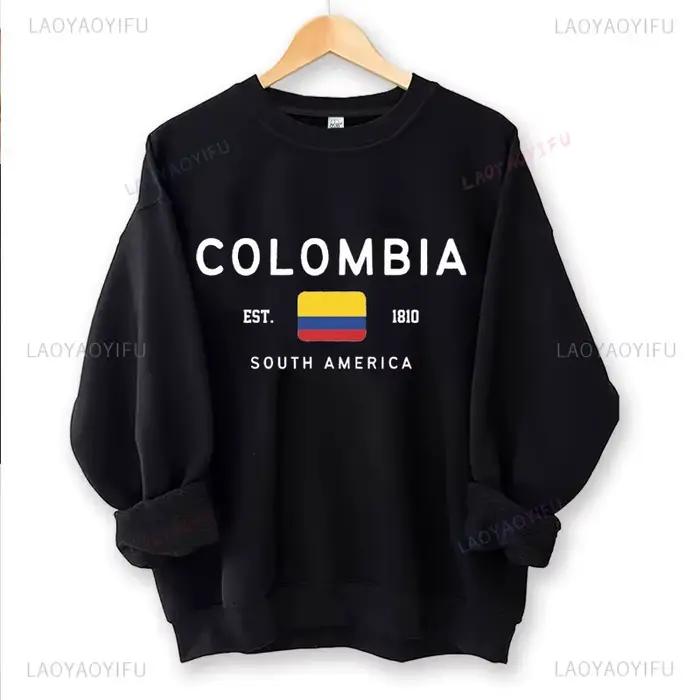 Sweat-shirt colombien à col rond unisexe, pull colombien, haut de style rétro, mode Harajuku Streetwear, initié à la chute