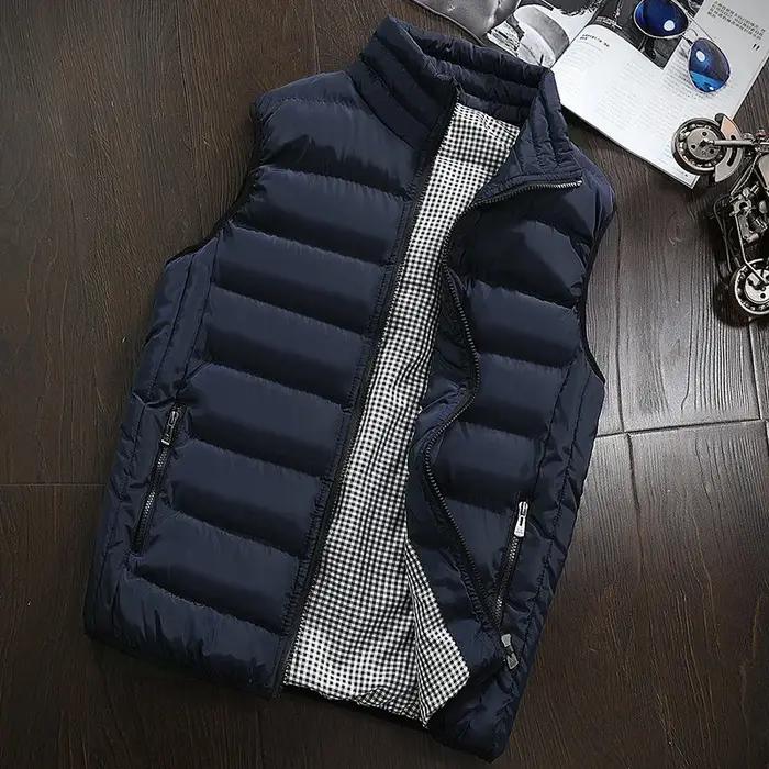 Gilet homme style anglais col roulé polyester rembourré grande taille automne hiver décontracté à offrir pour homme occasions spéciales