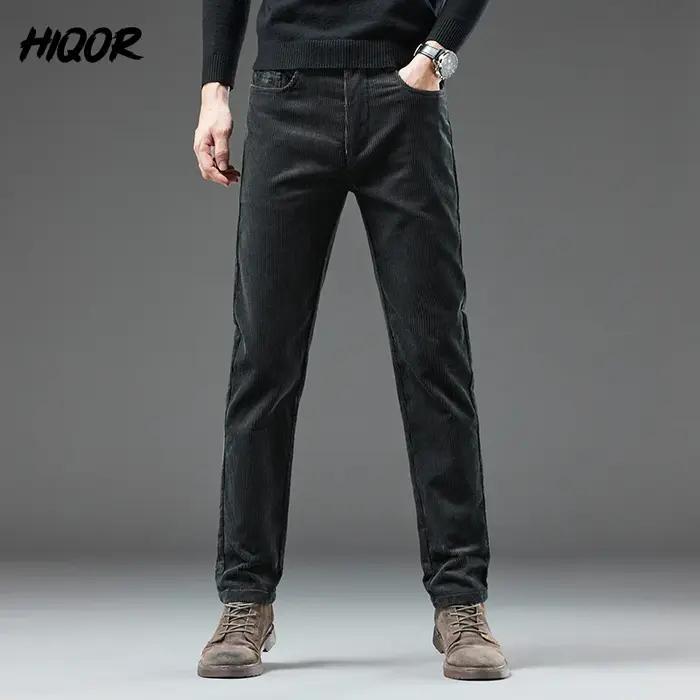 Pantalon velours côtelé homme hiver épais chaud business casual droit mode coréenne vert