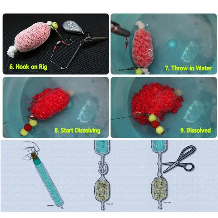 Maille PVA pour pêche à la carpe, pour mangeoire pour appâts de terre, filet PVA Soluble dans l'eau,