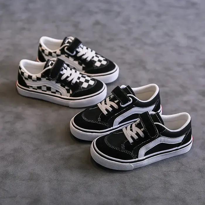 Chaussures en toile pour enfants, chaussures de planche pour garçons, nouveau filet rouge, basses, m