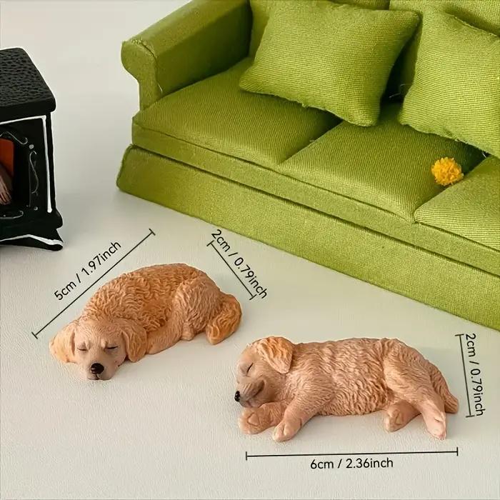 2 figurines de chien Golden Retriever en résine