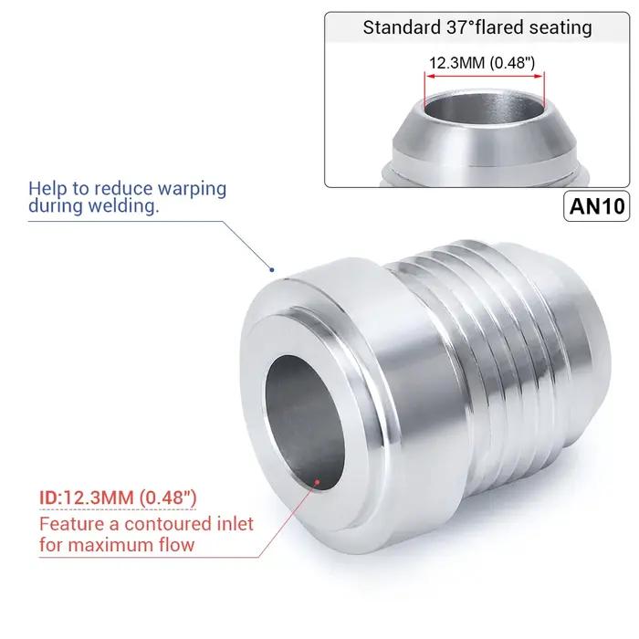 Adaptateur de raccord de soudure mâle droit, aluminium AN4 6 8 10 12 AN, argent pour refroidisseur d