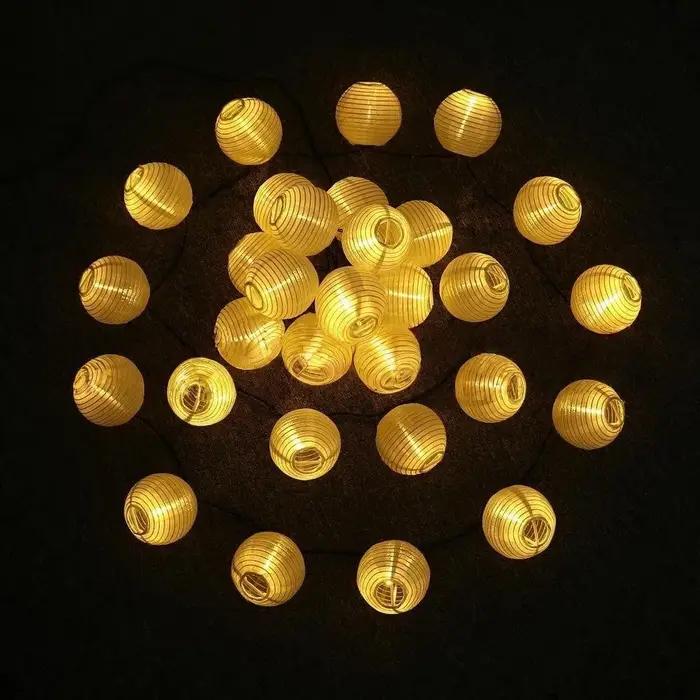 Guirlande de lanterne solaire blanche 5M10LED/8M20LED, avec 8 modes d'éclairage, adaptée à la décora