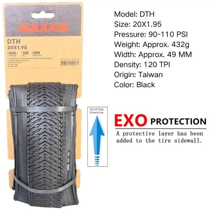 MAXXIS DTH-VTT EXO entièrement noir et bord profond de la peau