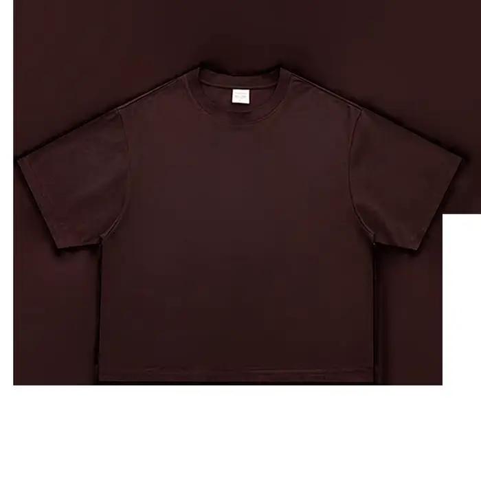 T-shirts de course à manches courtes à col rond et coupe ample pour hommes, 240 GSM, 100 % coton, T-