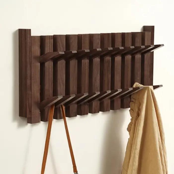 Porte-manteau nucléoCoat en bois massif double couche modernes simplicité pour entrée salon et chambre multifonctionnel avec 8 crochets pour vêtements accessoires occasions quotidiennes et spéciales