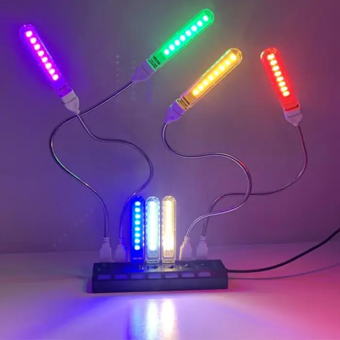 DC5V 8LED s USB veilleuse avec 8 perles de lampe rouge jaune blanc bleu vert violet 4W Protection de