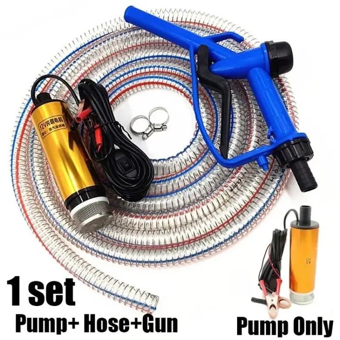Pompe à huile 2 en 1, pistolet de ravitaillement électrique Submersible, tuyau en acier de 5 mètres,