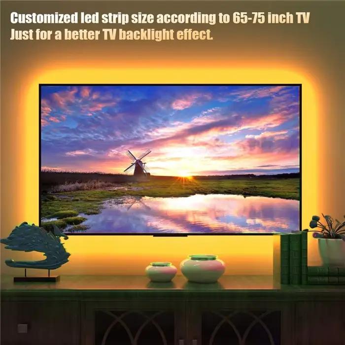 Bande lumineuse LED intelligente pour TV, 55 pouces, avec télécommande 24 touches, barre lumineuse L