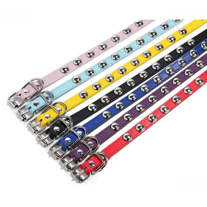 Collier de chiot en cuir coloré pour animaux de compagnie