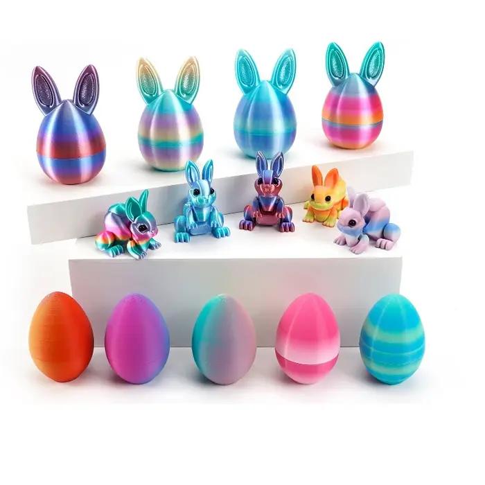 Modèle d'oeuf de lapin 3D imprimé en 3D articulations mobiles décoration artisanale jouet anti stress flexible pour enfants et adultes occasions spéciales