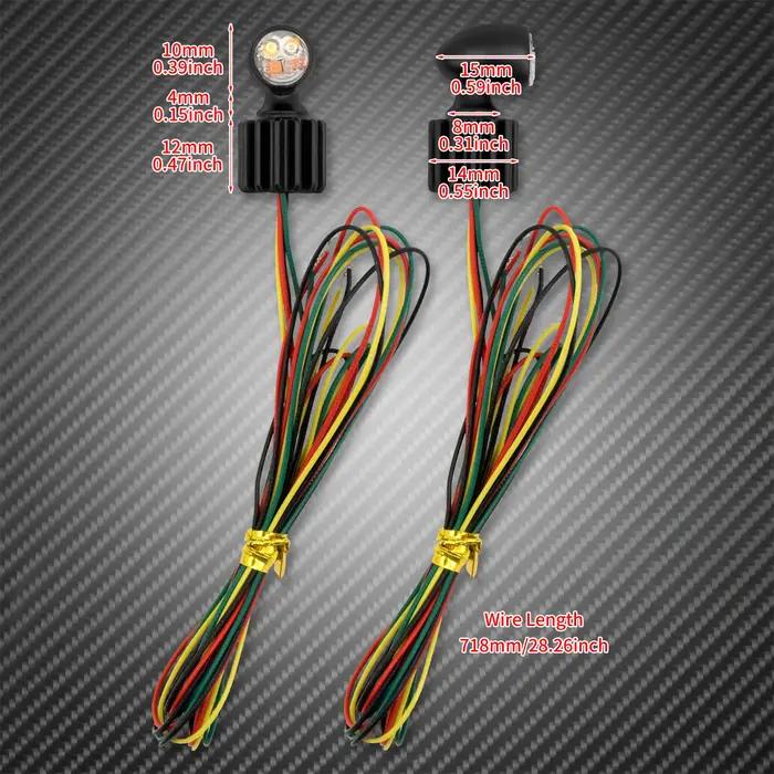 Clignotant de moto LED Mini feu stop avant arrière lampe de course noir/Chrome universel pour Harley