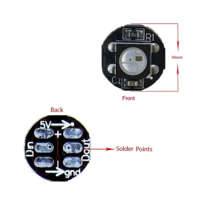 Panneau de lumières LED polychromes, diamètre 10mm, DC 5V, adressable individuellement, WS2812B RGB