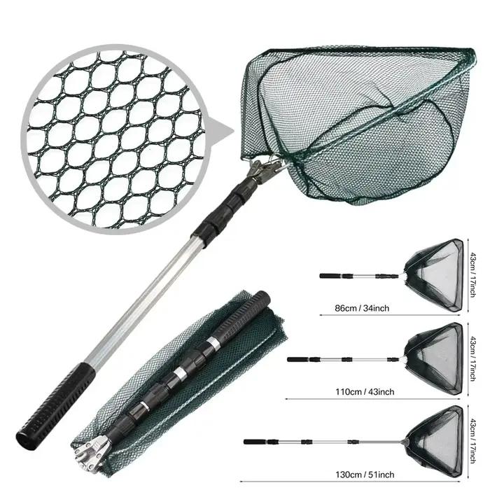 Filet d'atterrissage de pêche en alliage d'aluminium multifilament étendu jusqu'à 190cm pour pêcheurs débutants et experts toutes occasions