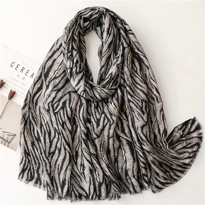 Mode femmes zèbre-rayure florale Viscose châle écharpe imprimé doux dame haute qualité Pashmina étol