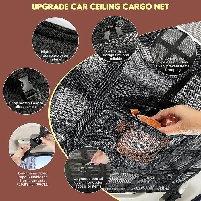 Sac en filet solide pour voiture, capacité de stockage de toit de voiture en maille porteuse, organi