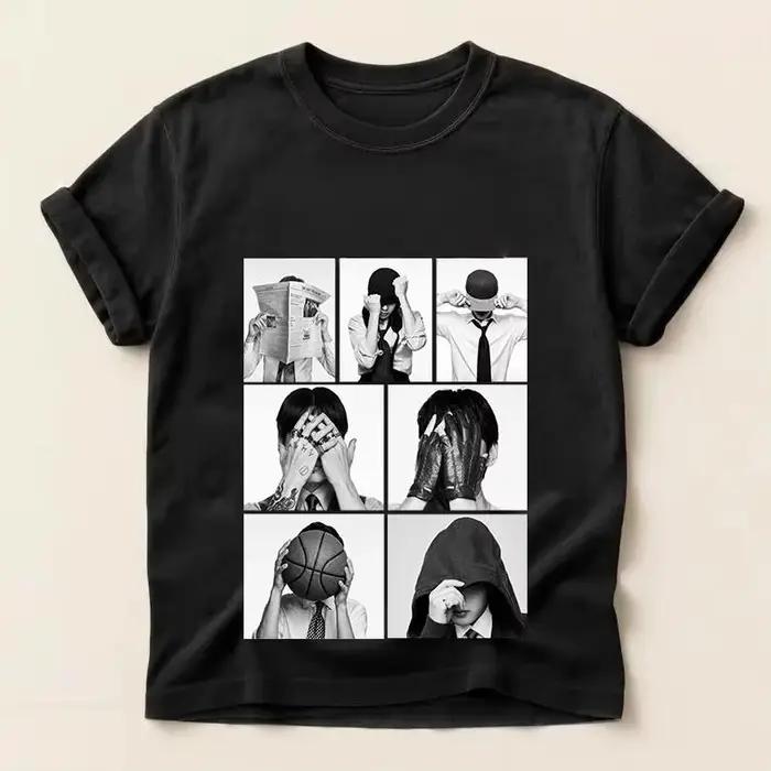 T-shirt unisexe en coton de haute qualité pour homme, design Kpop de groupe de K-pop sud-coréen, col
