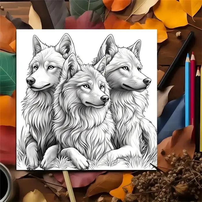 Livre de coloriage Wolf Pack pour adultes 20 pages de loups de prairie détaillés thérapie art thérapeutique pour adultes occasions spéciales relaxation et créativité