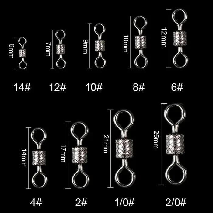 WALK FISH 50 pièces/lot émerillons de pêche roulement à billes pivotant avec bouton-pression de sécu