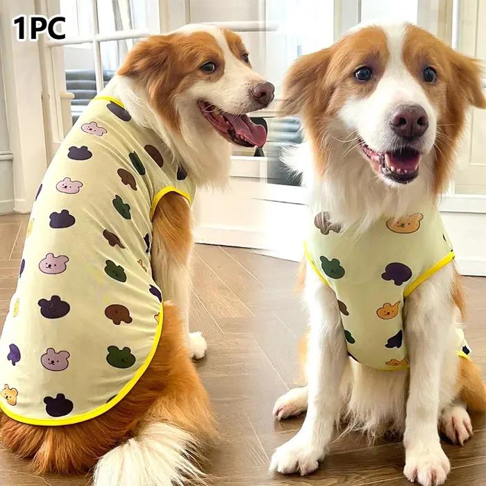 Gilet imprimé mignon pour chien en polyester léger et respirant, adapté aux saisons de printemps et d'été, disponible en plusieurs couleurs et tailles pour chiens de taille moyenne à grande