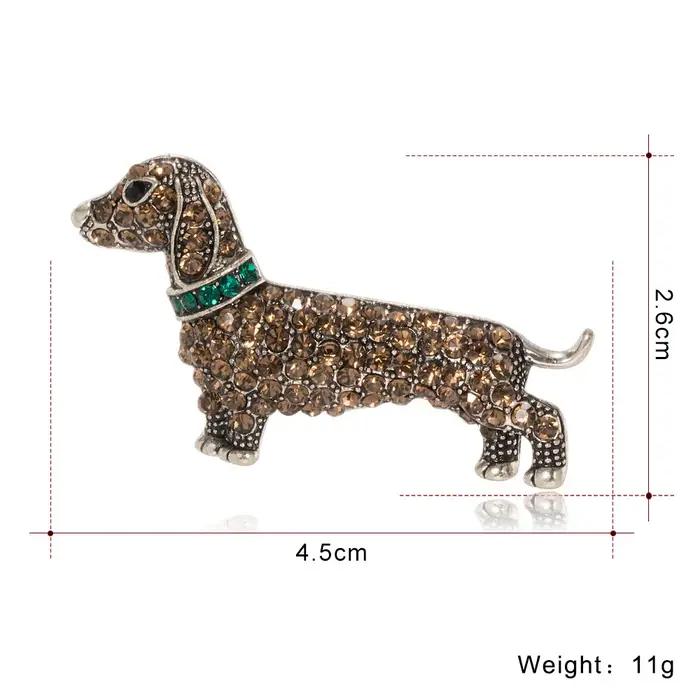 Broche chien en cristal de luxe pour hommes et femmes, exquise