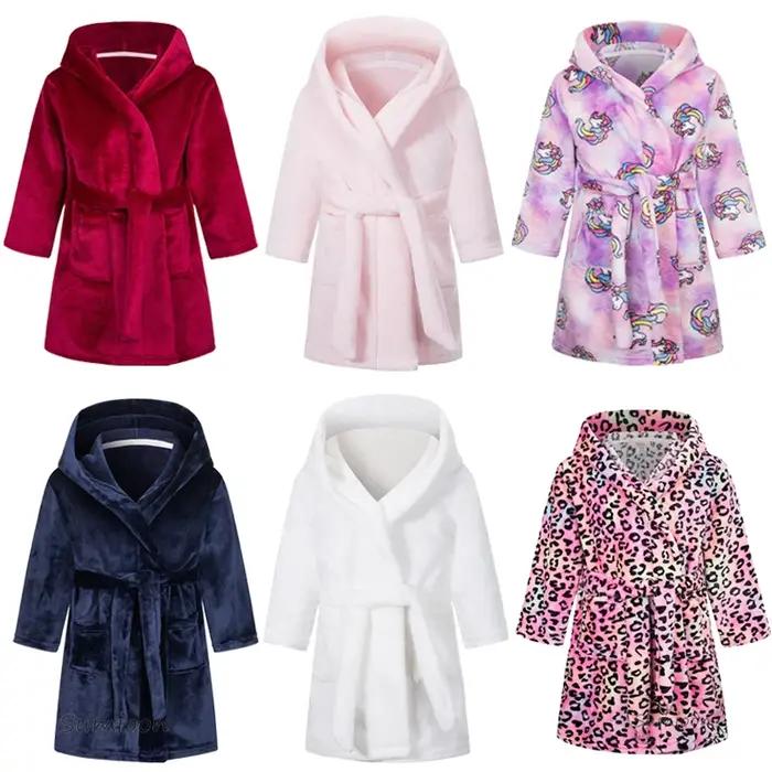 Peignoir enfants pour fille enfants vêtements fille flanelle Robe de bain vêtements garçon dessin animé Robe de nuit enfants pyjamas pour fille 2-12 ans