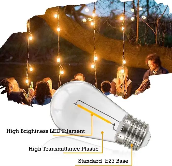Lot de 10 ampoules à Filament S14 à intensité variable pour guirlandes lumineuses extérieures E27 E2