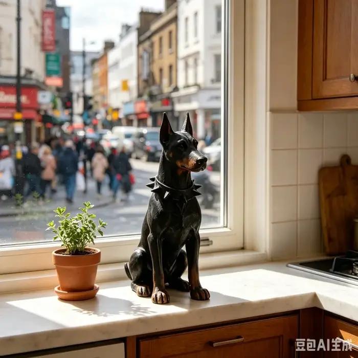 Figurine Doberman Pinscher en plastique pour décoration intérieure et cadeau animalier stylé occasions spéciales