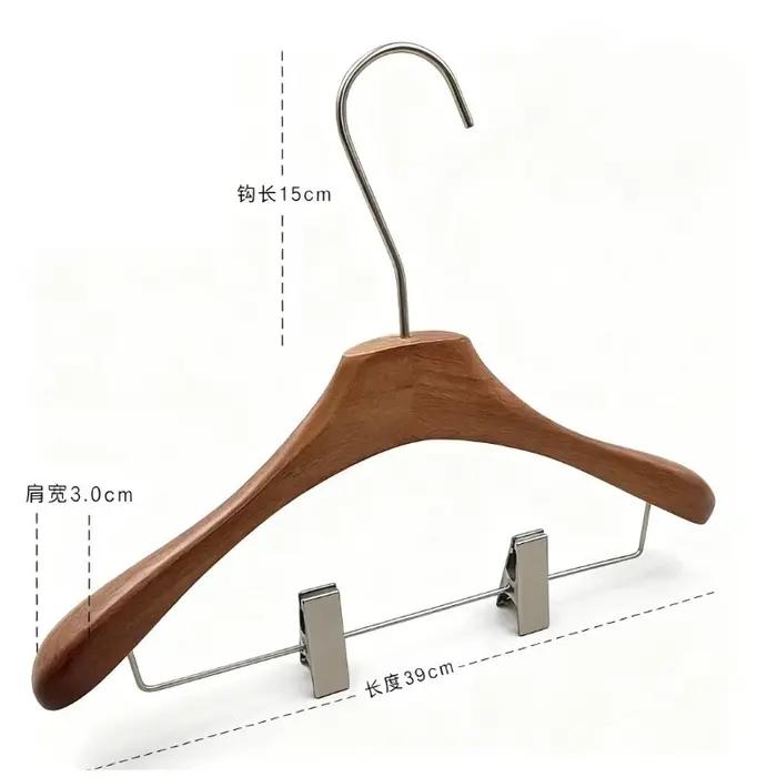 Cintre pour magasin de vêtements en bois massif peinture épaisse antidérapant non marquant pince à pantalon porte-vêtements occasions spéciales