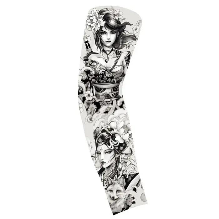Manchon de tatouage de bras de fleur en polyester élastique et respirant pour hommes protection UV occasionnels sports et loisirs