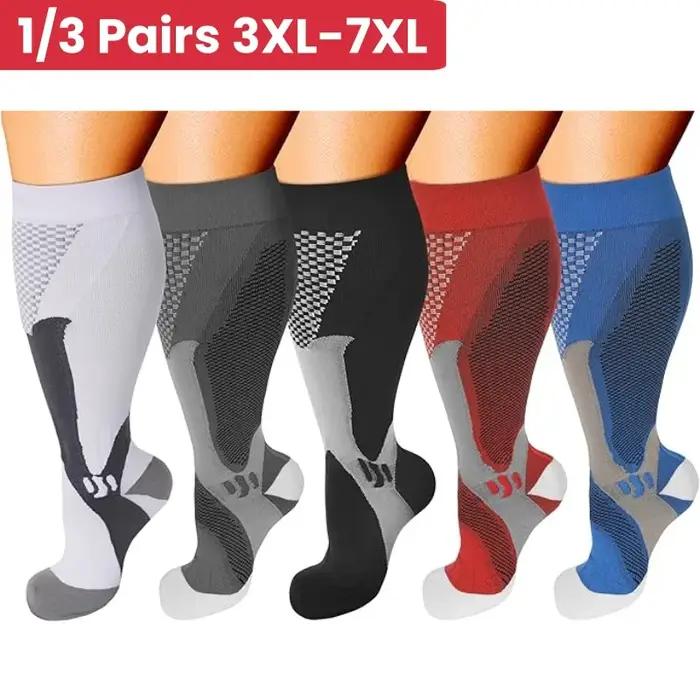 Chaussettes compression grande taille 3XL-7XL pour chasseurs mollets larges 15-20mmHg qualité professionnelle