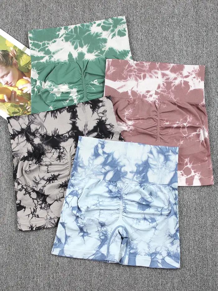 Short d'été teint par nouage pour femme, Fitness, sans couture, taille haute, short de Sport, course