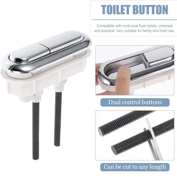 2 boutons de chasse d'eau double pour toilettes, bouton ovale pour chasse d'eau de toilettes, accessoire de réservoir WC, bouton-poussoir d'eau, DIY