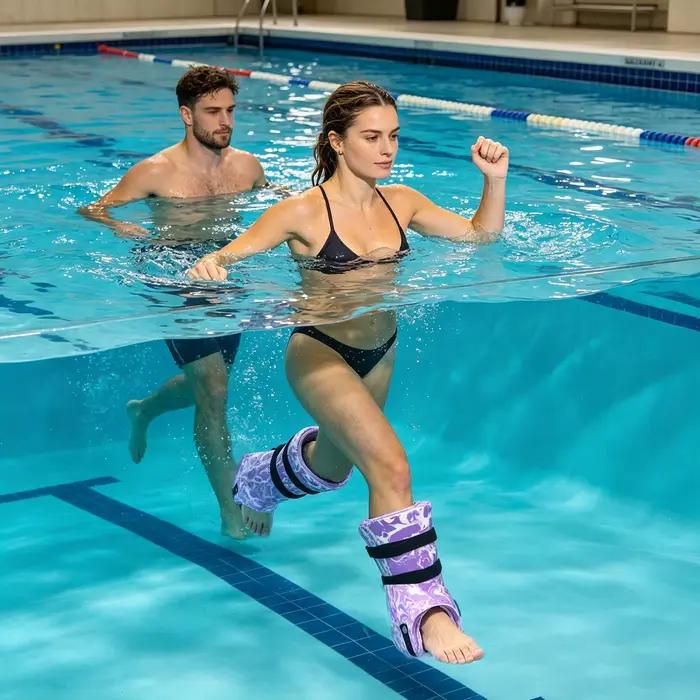 Poids de cheville aquatiques réglables (2 pièces) pour aquagym, exercices aquatiques, entraînement à domicile, spa et fitness